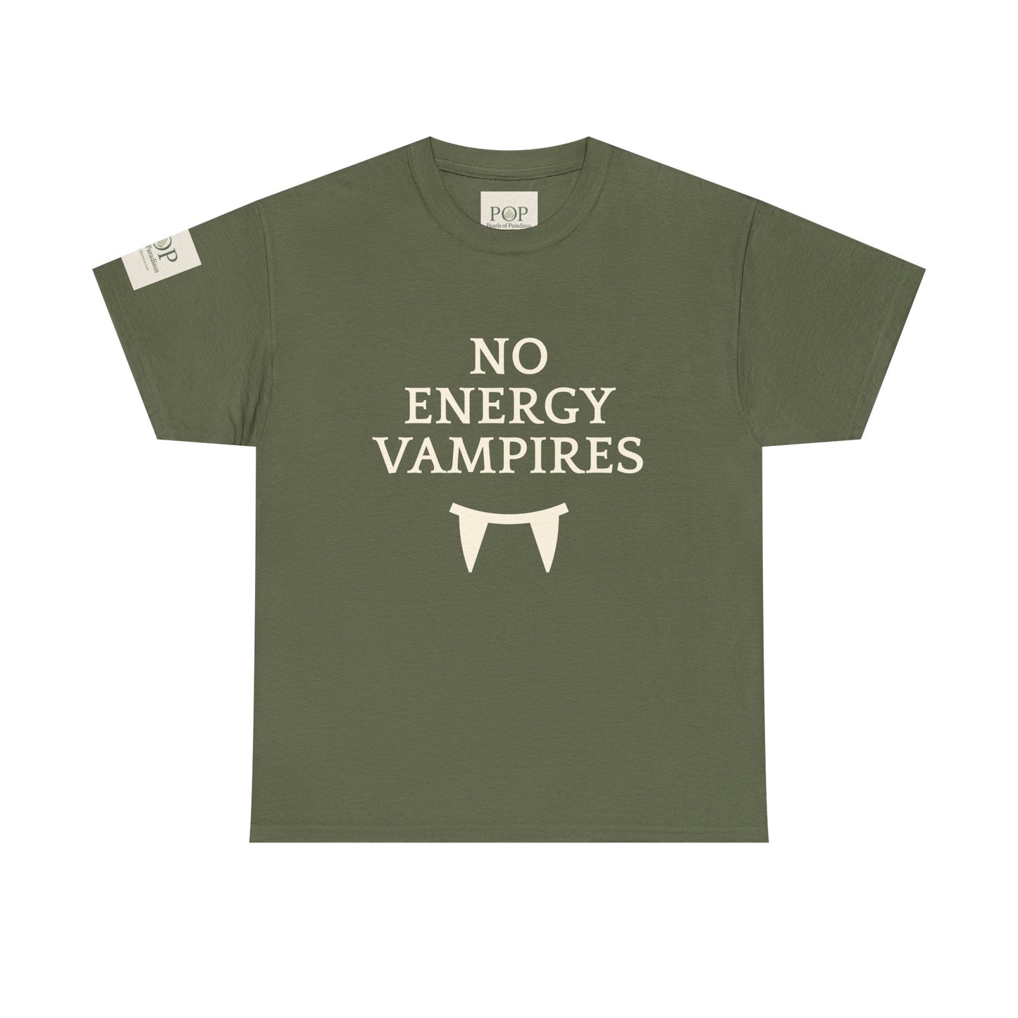 No Energy Vampires Unisex Heavy Cotton Tee, Fun Graphic Tee, Halloween Humor Shirt, Unique Gift, Casual Wear, Quirky T-Shirt
