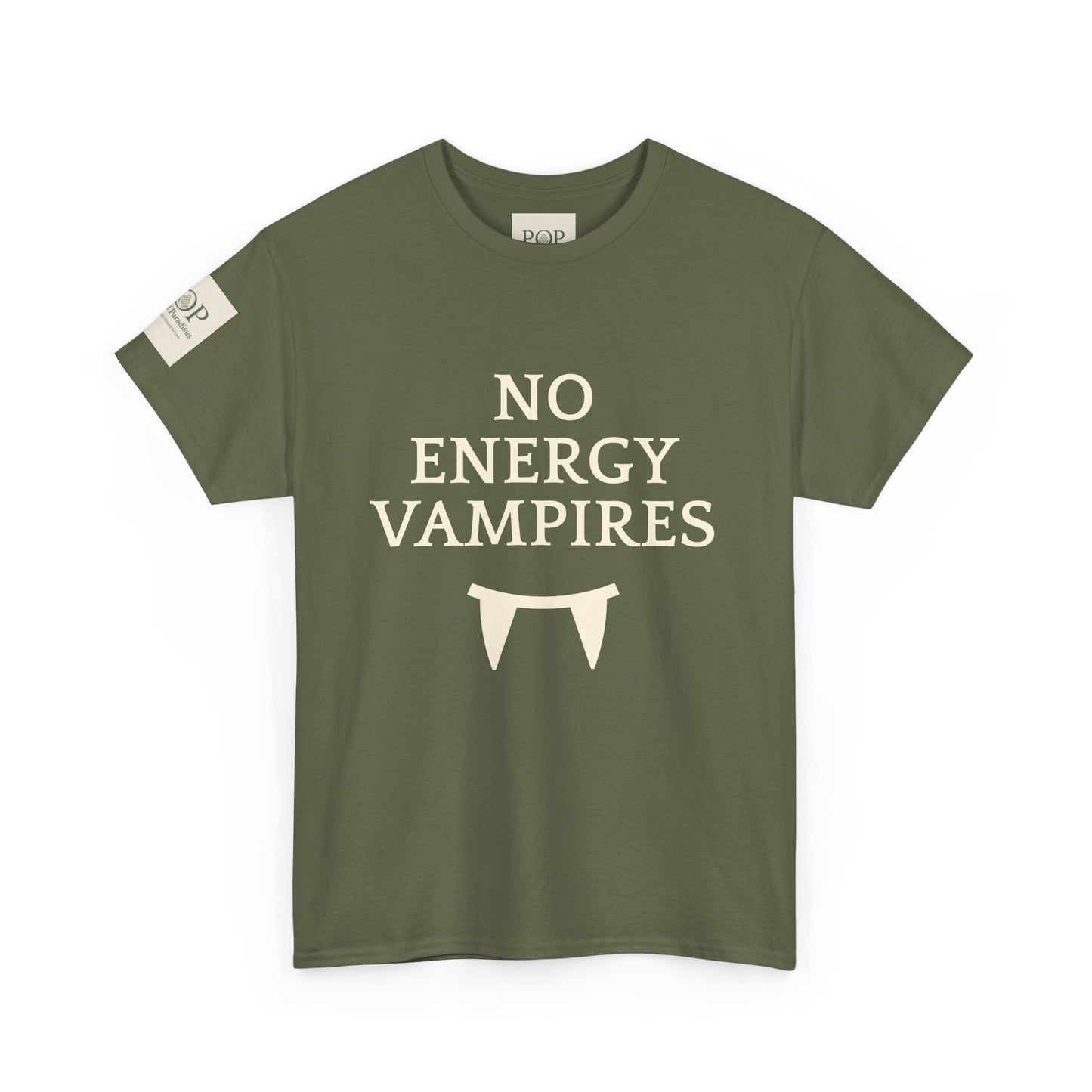 No Energy Vampires Unisex Heavy Cotton Tee, Fun Graphic Tee, Halloween Humor Shirt, Unique Gift, Casual Wear, Quirky T-Shirt