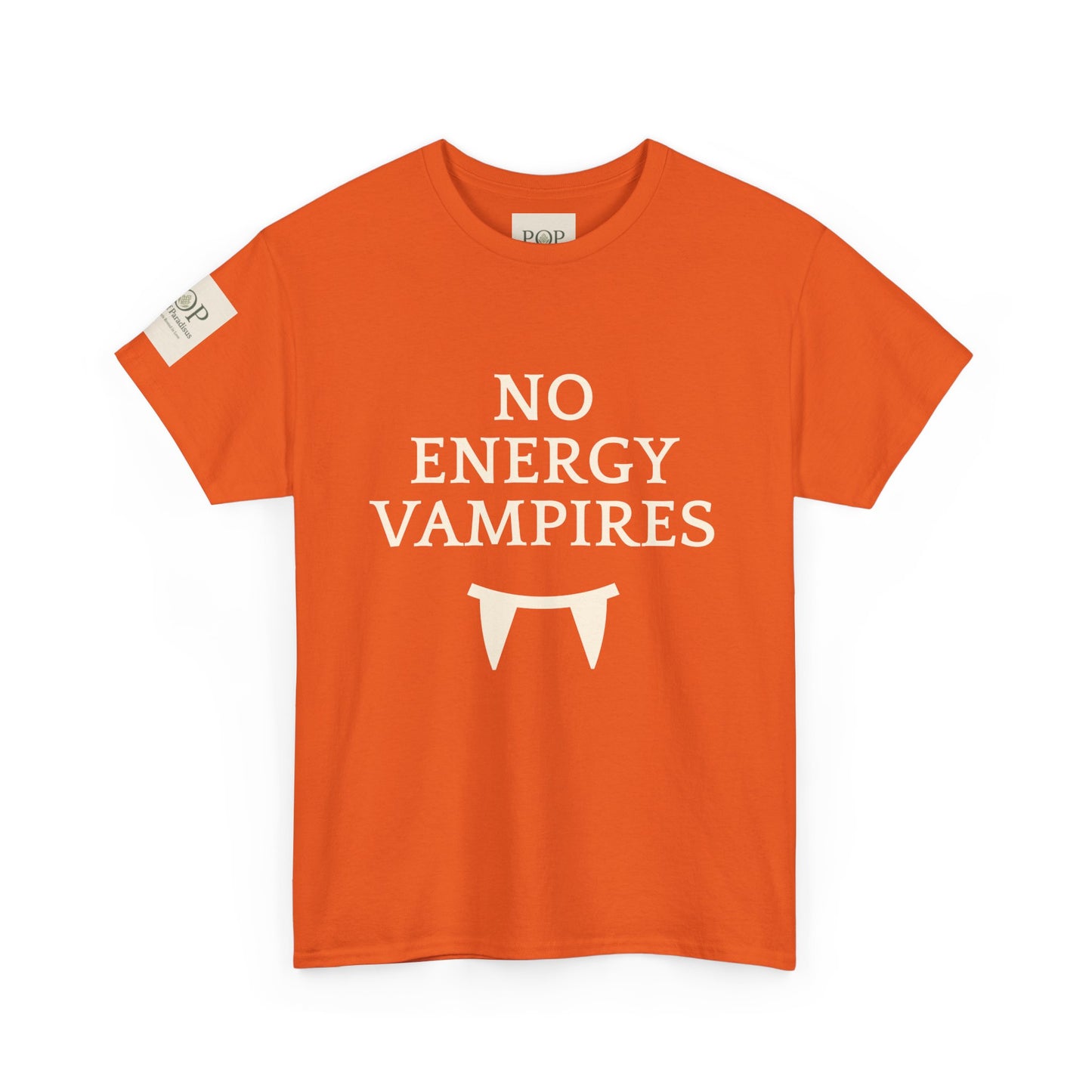 No Energy Vampires Unisex Heavy Cotton Tee, Fun Graphic Tee, Halloween Humor Shirt, Unique Gift, Casual Wear, Quirky T-Shirt